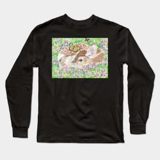 Baby deer  flowers butterflies Long Sleeve T-Shirt